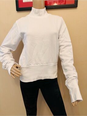 Cotton Citizen White Mock Neck Pullover Sweatshirt